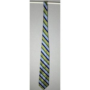 Brooks Brothers Makers Pure Silk Tie Green Blue White‎ Striped Woven IN ITALY!